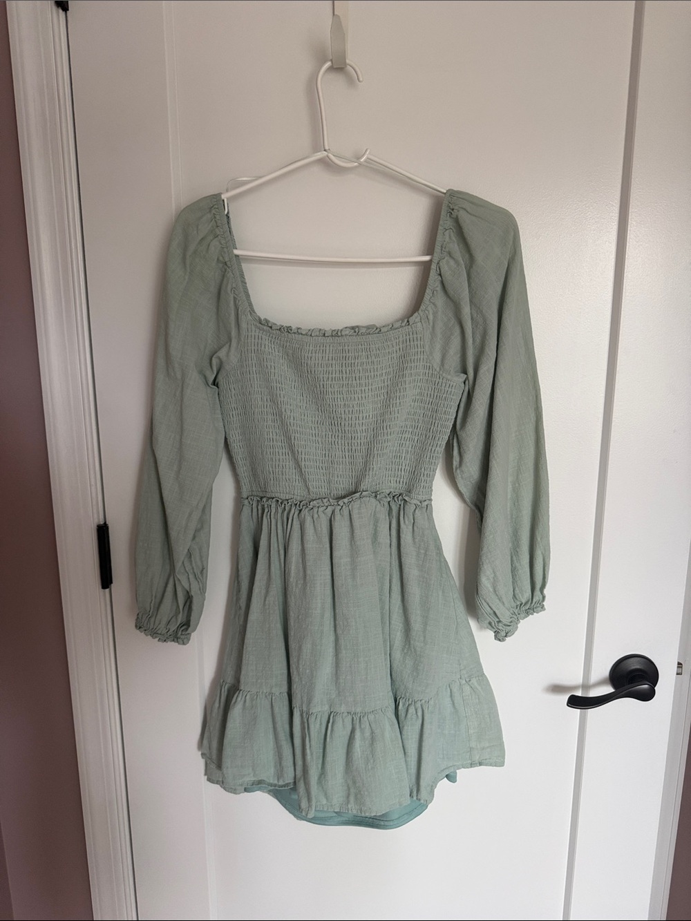 Women’s Altar'd State Light Green Smocked Square-Neck Mini Dress